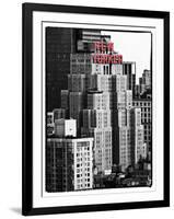 The New Yorker Hotel, Black and White Photography, Red Signs, Midtown Manhattan, New York City, US-Philippe Hugonnard-Framed Photographic Print