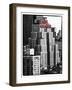 The New Yorker Hotel, Black and White Photography, Red Signs, Midtown Manhattan, New York City, US-Philippe Hugonnard-Framed Photographic Print