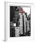The New Yorker Hotel, Black and White Photography, Red Signs, Midtown Manhattan, New York City, US-Philippe Hugonnard-Framed Premium Photographic Print