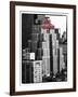 The New Yorker Hotel, Black and White Photography, Red Signs, Midtown Manhattan, New York City, US-Philippe Hugonnard-Framed Photographic Print