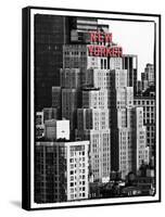 The New Yorker Hotel, Black and White Photography, Red Signs, Midtown Manhattan, New York City, US-Philippe Hugonnard-Framed Stretched Canvas