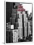 The New Yorker Hotel, Black and White Photography, Red Signs, Midtown Manhattan, New York City, US-Philippe Hugonnard-Stretched Canvas