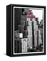 The New Yorker Hotel, Black and White Photography, Red Signs, Midtown Manhattan, New York City, US-Philippe Hugonnard-Framed Stretched Canvas