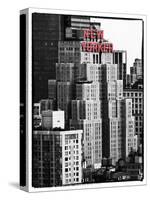 The New Yorker Hotel, Black and White Photography, Red Signs, Midtown Manhattan, New York City, US-Philippe Hugonnard-Stretched Canvas