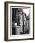 The New Yorker Hotel, Black and White Photography, Red Signs, Midtown Manhattan, New York City, US-Philippe Hugonnard-Framed Premium Photographic Print