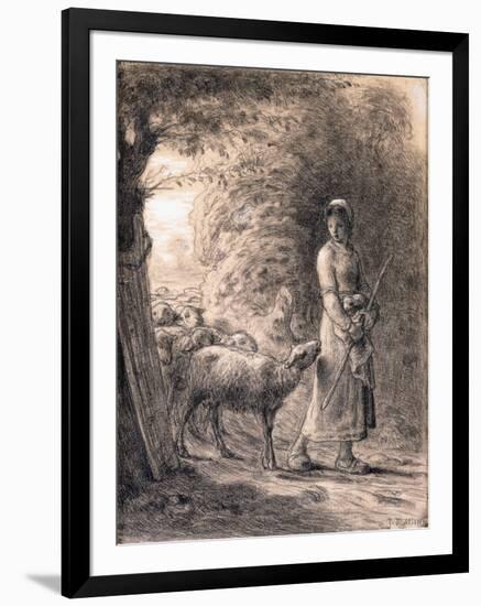 The Newborn Lamb, C.1860-Jean-François Millet-Framed Premium Giclee Print