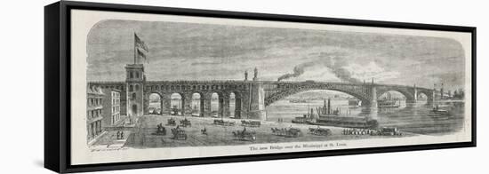 The Newly-Built Eads Bridge Over the Mississippi at St. Louis Missouri-G.a. Avery-Framed Stretched Canvas