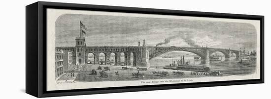 The Newly-Built Eads Bridge Over the Mississippi at St. Louis Missouri-G.a. Avery-Framed Stretched Canvas