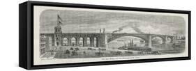 The Newly-Built Eads Bridge Over the Mississippi at St. Louis Missouri-G.a. Avery-Framed Stretched Canvas