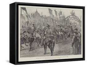 The Newly Married Crown Prince and Princess of Roumania at Bucharest, Arriving at the Royal Palace-William Heysham Overend-Framed Stretched Canvas