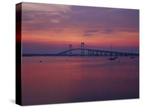 The Newport Bridge at Sunset, Newport, Rhode Island, USA-Walter Bibikow-Stretched Canvas