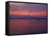 The Newport Bridge at Sunset, Newport, Rhode Island, USA-Walter Bibikow-Framed Stretched Canvas