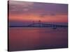 The Newport Bridge at Sunset, Newport, Rhode Island, USA-Walter Bibikow-Stretched Canvas