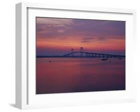 The Newport Bridge at Sunset, Newport, Rhode Island, USA-Walter Bibikow-Framed Premium Photographic Print