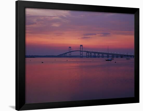 The Newport Bridge at Sunset, Newport, Rhode Island, USA-Walter Bibikow-Framed Premium Photographic Print