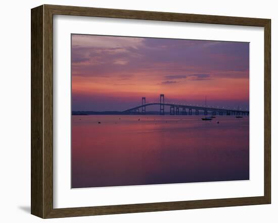 The Newport Bridge at Sunset, Newport, Rhode Island, USA-Walter Bibikow-Framed Photographic Print