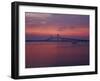 The Newport Bridge at Sunset, Newport, Rhode Island, USA-Walter Bibikow-Framed Photographic Print