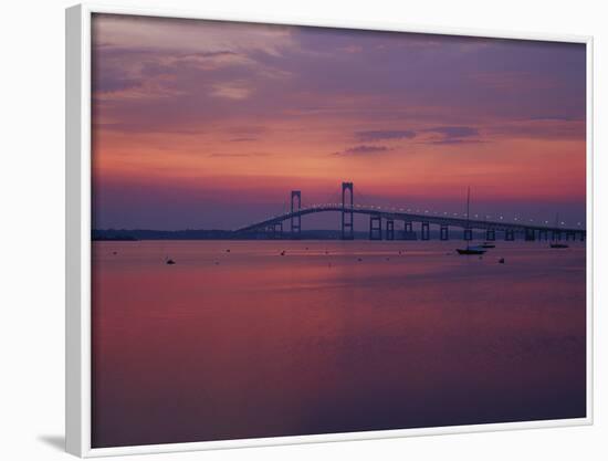 The Newport Bridge at Sunset, Newport, Rhode Island, USA-Walter Bibikow-Framed Photographic Print