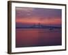 The Newport Bridge at Sunset, Newport, Rhode Island, USA-Walter Bibikow-Framed Photographic Print