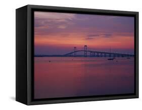 The Newport Bridge at Sunset, Newport, Rhode Island, USA-Walter Bibikow-Framed Stretched Canvas