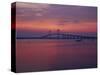 The Newport Bridge at Sunset, Newport, Rhode Island, USA-Walter Bibikow-Stretched Canvas