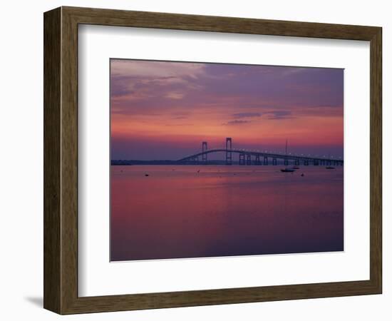 The Newport Bridge at Sunset, Newport, Rhode Island, USA-Walter Bibikow-Framed Photographic Print