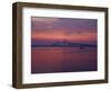 The Newport Bridge at Sunset, Newport, Rhode Island, USA-Walter Bibikow-Framed Photographic Print