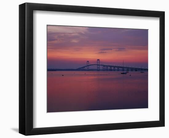 The Newport Bridge at Sunset, Newport, Rhode Island, USA-Walter Bibikow-Framed Photographic Print