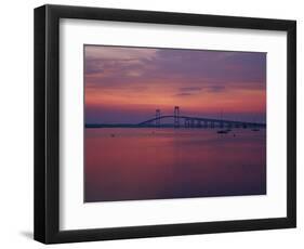 The Newport Bridge at Sunset, Newport, Rhode Island, USA-Walter Bibikow-Framed Photographic Print