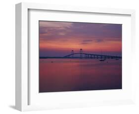 The Newport Bridge at Sunset, Newport, Rhode Island, USA-Walter Bibikow-Framed Photographic Print