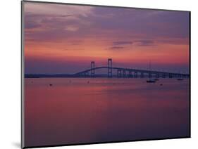 The Newport Bridge at Sunset, Newport, Rhode Island, USA-Walter Bibikow-Mounted Photographic Print