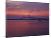 The Newport Bridge at Sunset, Newport, Rhode Island, USA-Walter Bibikow-Stretched Canvas