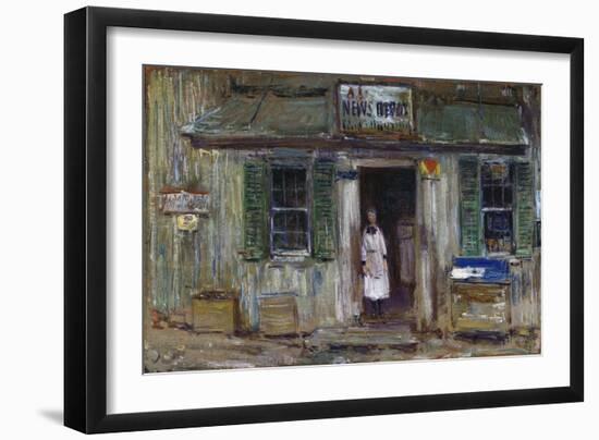 The News Depot, Cos Cob, Connecticut, 1912-Childe Hassam-Framed Giclee Print