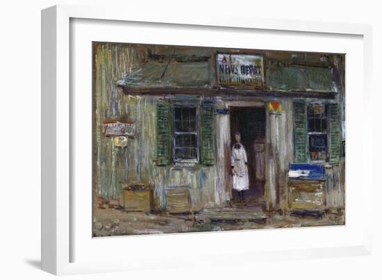 The News Depot, Cos Cob, Connecticut, 1912-Childe Hassam-Framed Giclee Print