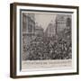 The News of the Relief of Ladysmith, the Demonstration in Front of the Mansion House-null-Framed Giclee Print
