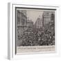 The News of the Relief of Ladysmith, the Demonstration in Front of the Mansion House-null-Framed Giclee Print