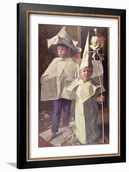 The Newspaper Boys, the artist's sons William and George, 1960-John Stanton Ward-Framed Giclee Print