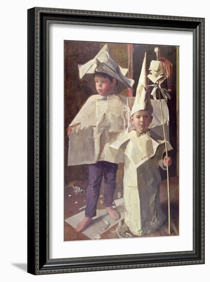 The Newspaper Boys, the artist's sons William and George, 1960-John Stanton Ward-Framed Giclee Print