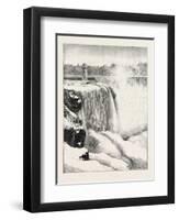 The Niagara Falls in Winter Time: Horse-Shoe Fall and Profile Rock, 1873-null-Framed Premium Giclee Print