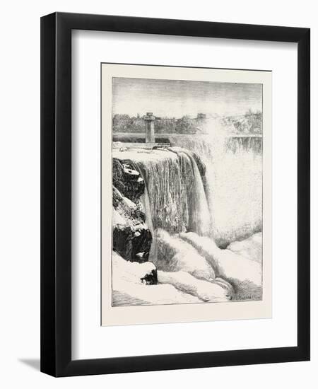 The Niagara Falls in Winter Time: Horse-Shoe Fall and Profile Rock, 1873-null-Framed Premium Giclee Print