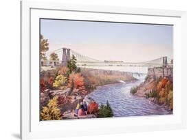 The Niagara Falls Suspension Bridge, 1856-Currier & Ives-Framed Premium Giclee Print