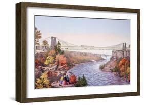 The Niagara Falls Suspension Bridge, 1856-Currier & Ives-Framed Art Print