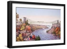 The Niagara Falls Suspension Bridge, 1856-Currier & Ives-Framed Art Print