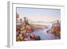 The Niagara Falls Suspension Bridge, 1856-Currier & Ives-Framed Art Print