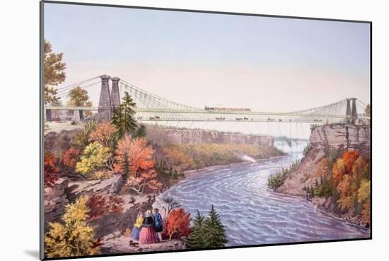 The Niagara Falls Suspension Bridge, 1856-Currier & Ives-Mounted Art Print