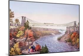 The Niagara Falls Suspension Bridge, 1856-Currier & Ives-Mounted Art Print