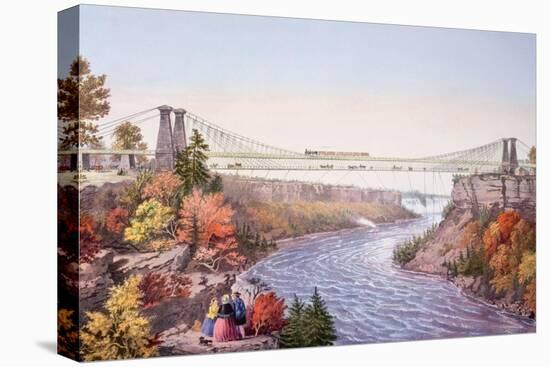 The Niagara Falls Suspension Bridge, 1856-Currier & Ives-Stretched Canvas