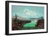 The Niagara Falls suspension bridge.-Vernon Lewis Gallery-Framed Art Print