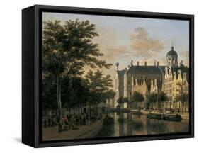 The Nieuwezijds Voorburgwal with the Flower Market, Amsterdam-Gerrit Adriaensz Berckheyde-Framed Stretched Canvas