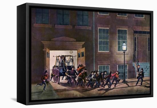 The Night Alarm, the Life of a Fireman, 1854-Nathaniel Currier-Framed Stretched Canvas